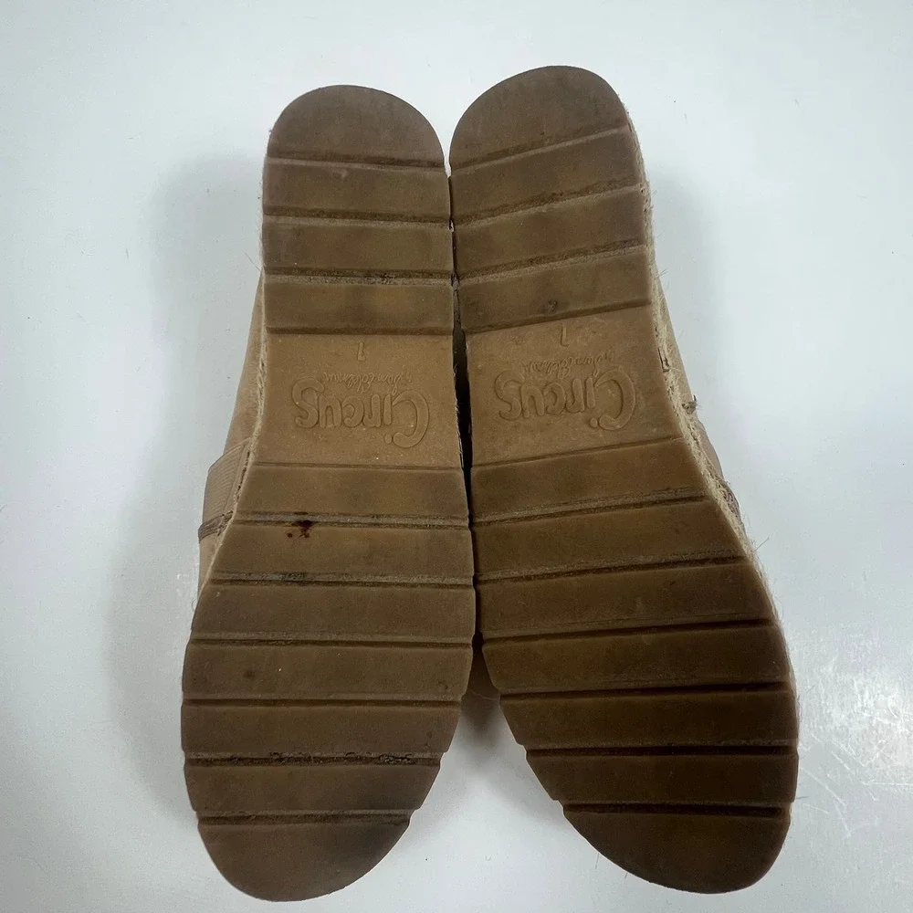 Circus by Sam Edelman Womens 7 Tan Suede Platform Espadrilles Coastal Comfort
